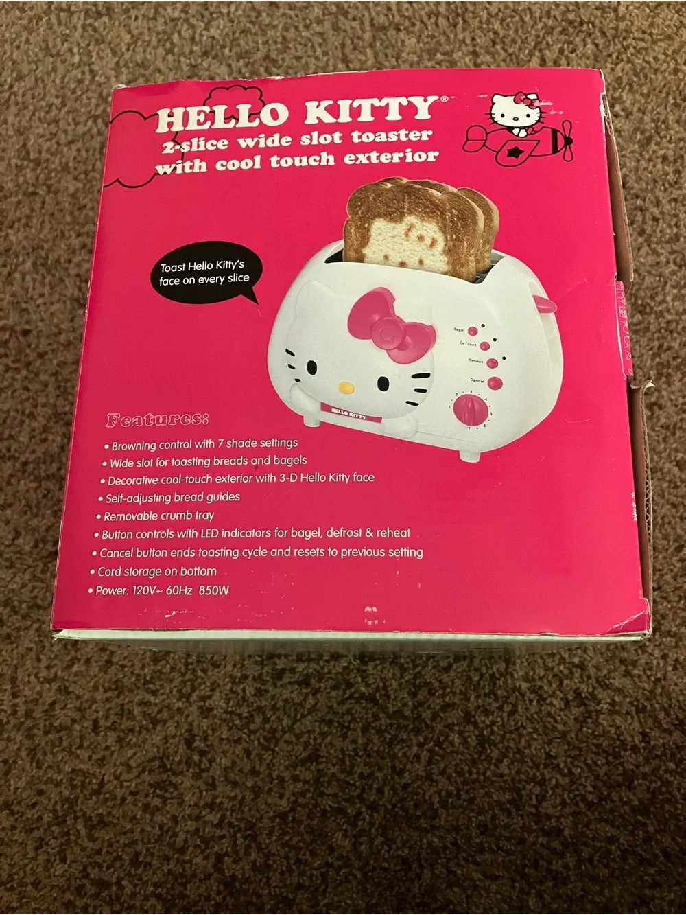 Hello Kitty Wide Slot 2-Slice Toaster with Cool Touch